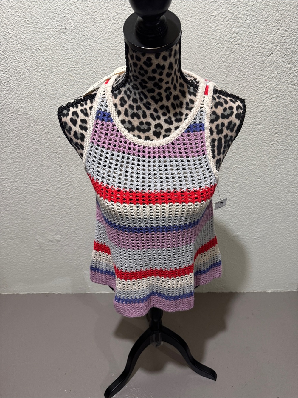 saltwater LUXE Crochet Stripe Tank Top — White, Red, Pink & Blue